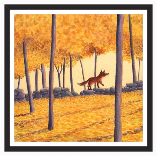 Red Fox, Yellow - Print by David Hyde Costello