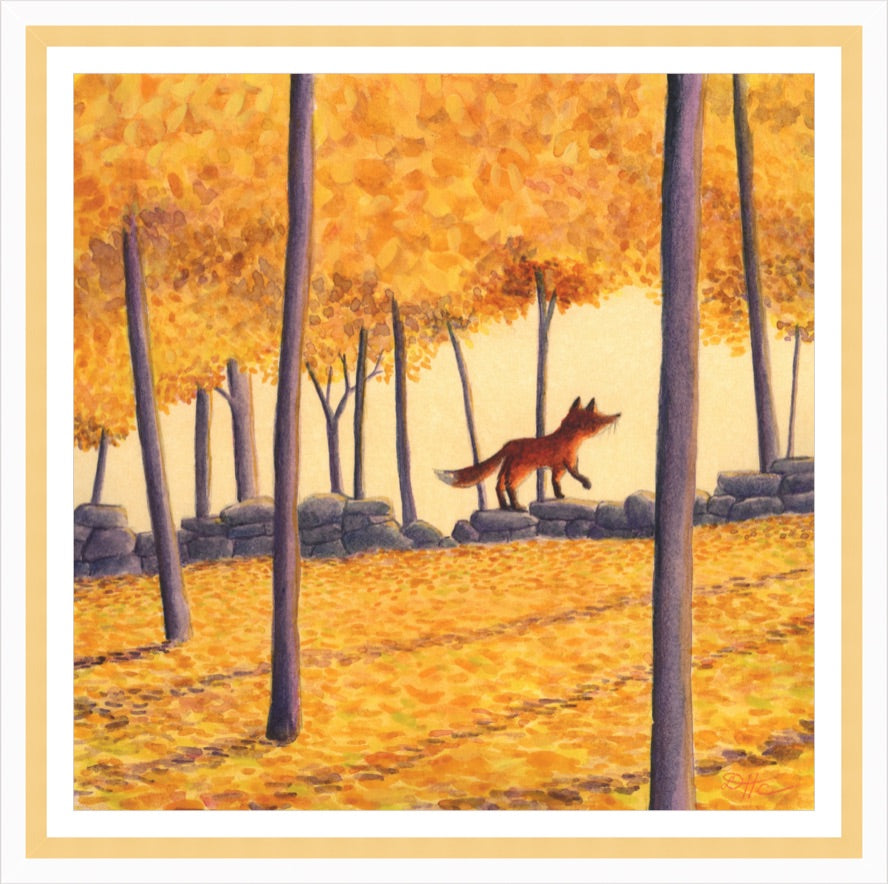 Red Fox, Yellow - Print by David Hyde Costello
