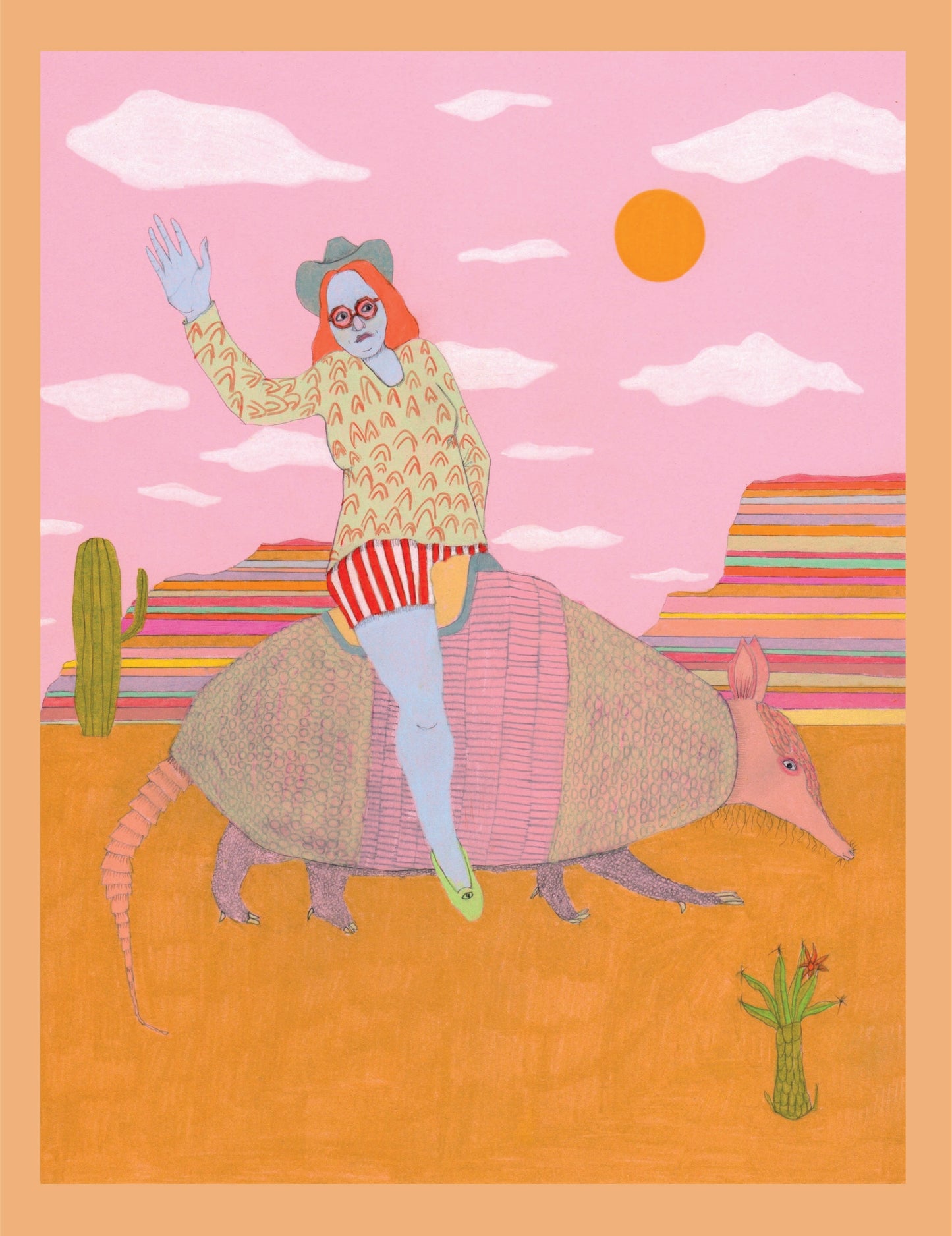 Armadillo Rodeo For One - print by Rhea Mack