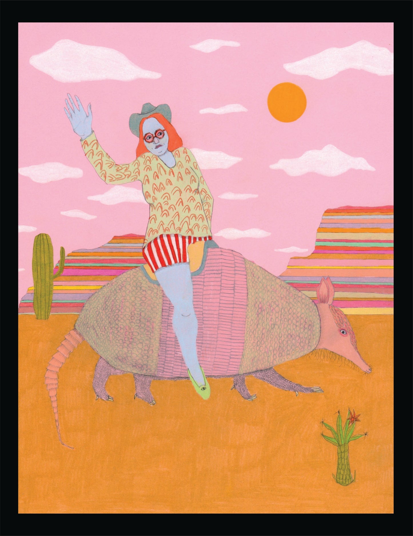Armadillo Rodeo For One - print by Rhea Mack