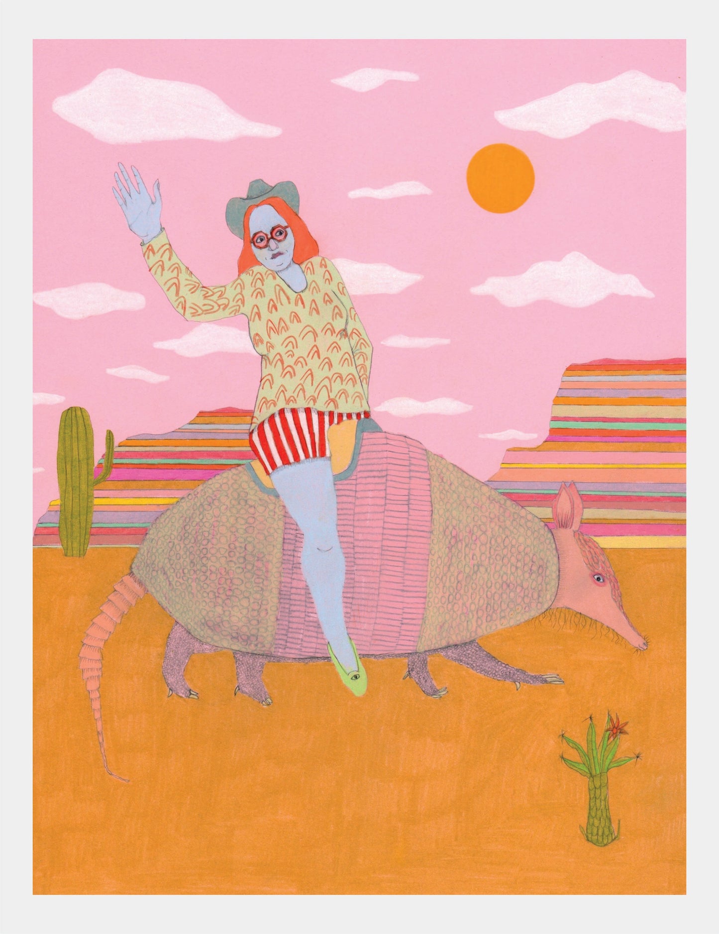 Armadillo Rodeo For One - print by Rhea Mack