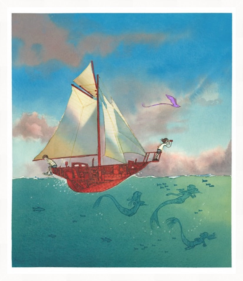 Load image into Gallery viewer, Sailing Away – signed print by Aaron Becker
