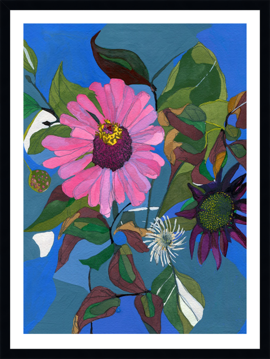 Load image into Gallery viewer, Summer to Fall: Zinnia – print by Malaika Ross

